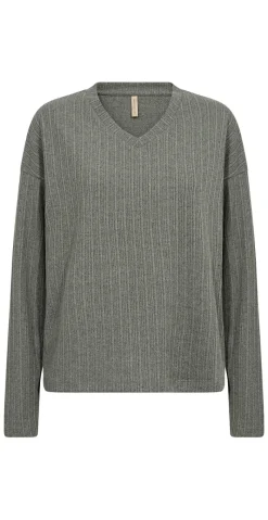 Ghita bluse med v-hals khaki
