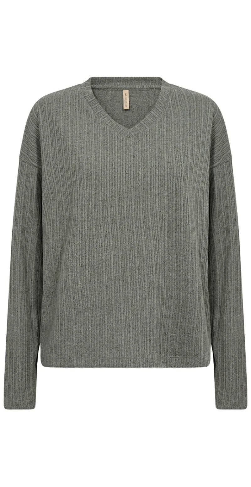 Ghita bluse med v-hals khaki