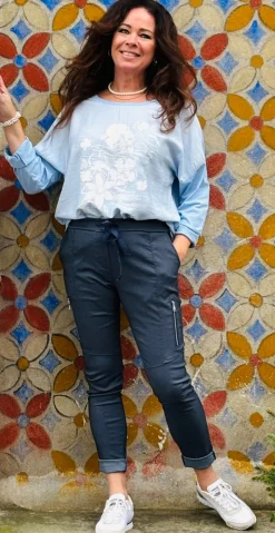 Ginny buks med lynlås og overskæring ved knæet dark jeans LikeLondon