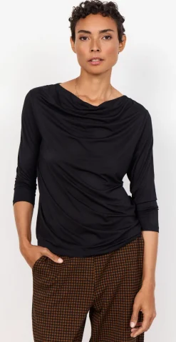 Hallie bluse med drapering foran sort