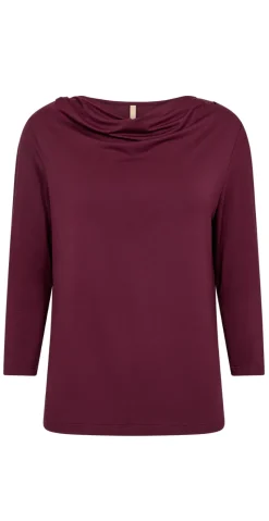 Hallie bluse med drapering foran bordeaux