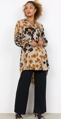 Irena tunika med blomsterprint army