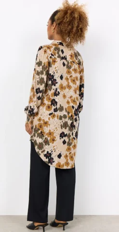 Irena tunika med blomsterprint army