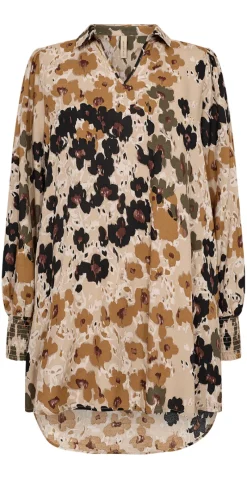 Irena tunika med blomsterprint army