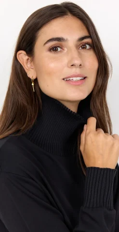 Isabella kjole med høj ribbet hals sort