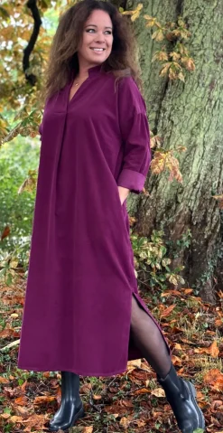 Jenna lang fløjlskjole blomme LikeLondon