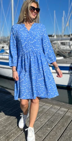Joella kjole med knapstolpe ultramarine mix