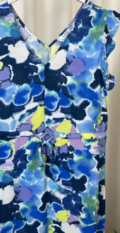 Joella lang kjole med bindebånd Angel Blue Watercolor Mix