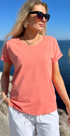 Joke bluse med opsmøg burnt coral