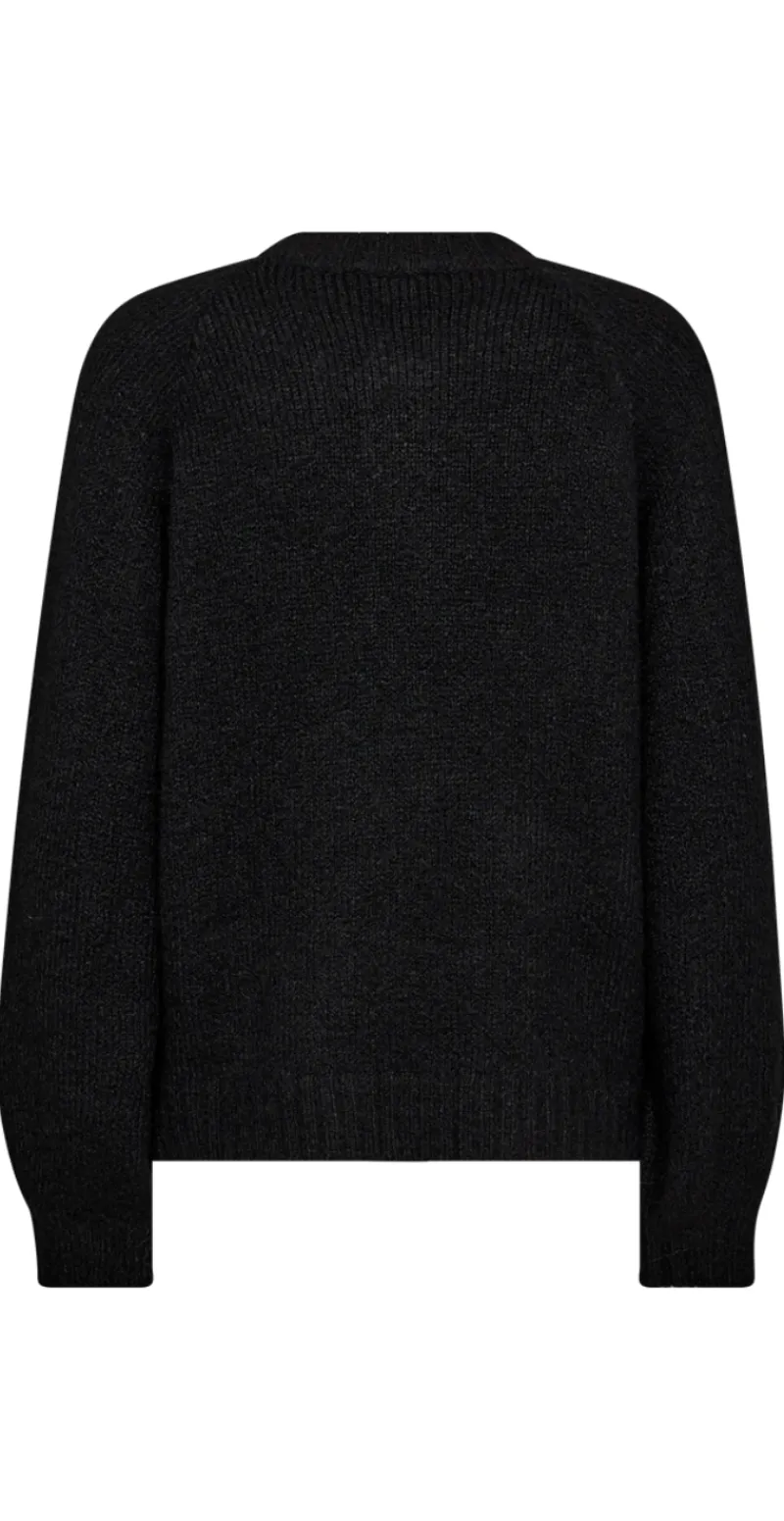 Julia strikcardigan med perleknapper sort