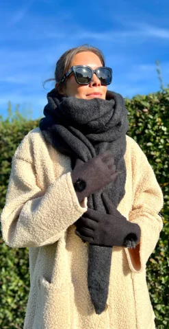 Klassisk handske med fake fur dusk sort LikeLondon