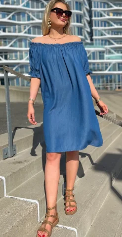 Kya kortærmet denimkjole LikeLondon