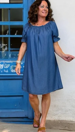 Kya kortærmet denimkjole LikeLondon