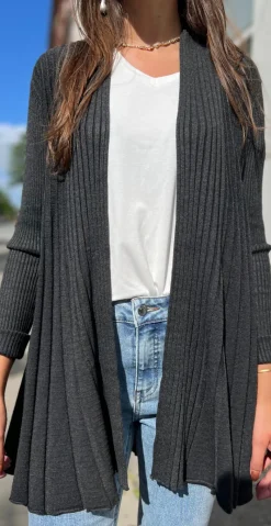 Lang claudisse cardigan mørkgrå