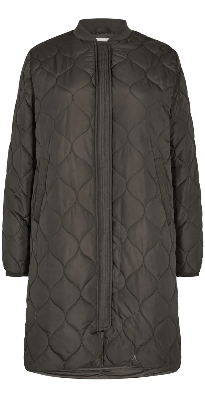 Lang quiltet jakke dark army