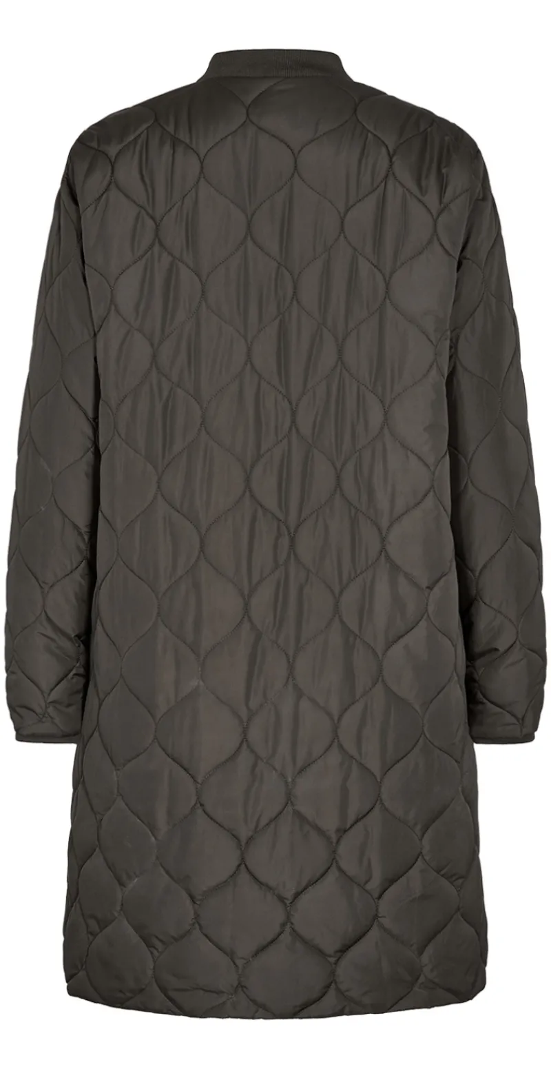 Lang quiltet jakke dark army