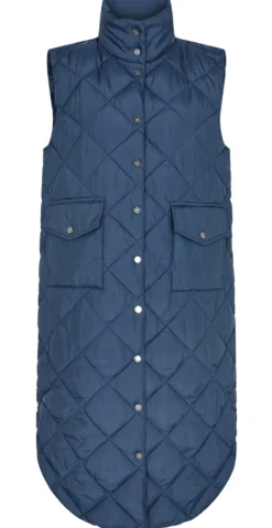 Lang quiltet vest navy blazer