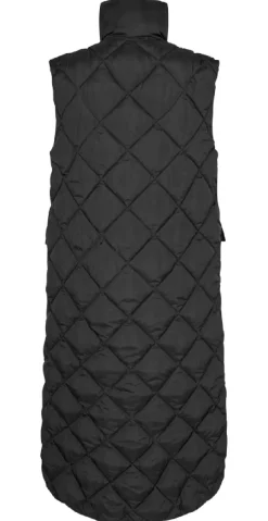 Lang quiltet vest sort