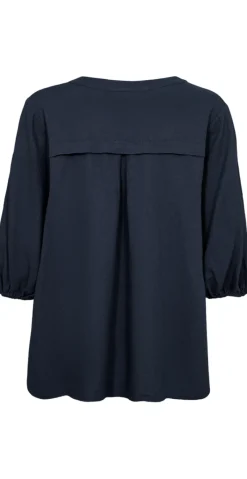 Lava hørbluse med v-udskæring navy