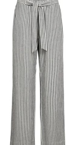 Lavisco hørbukser med lommer og bindebånd offwhite w. navy