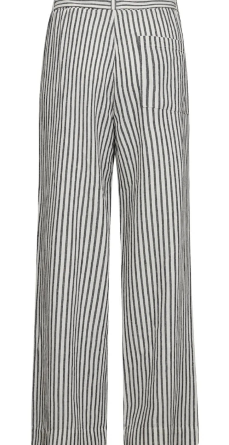 Lavisco hørbukser med lommer og bindebånd offwhite w. navy