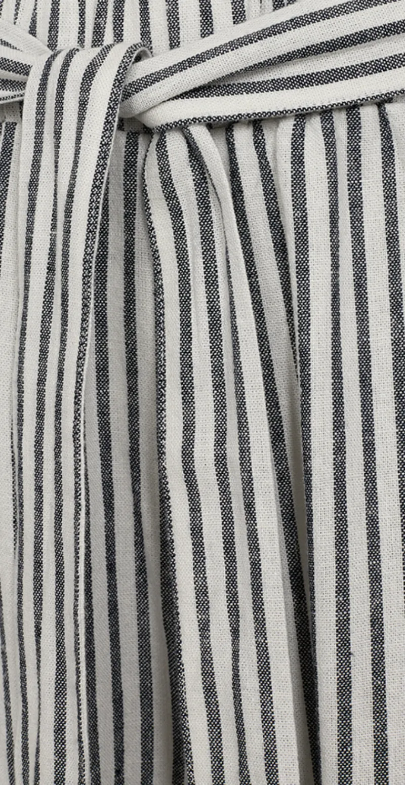 Lavisco hørbukser med lommer og bindebånd offwhite w. navy