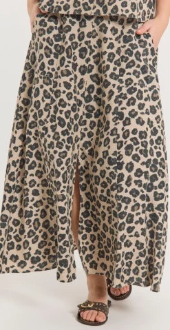 Lavisco hørnederdel med leopardprint sand melange w. black
