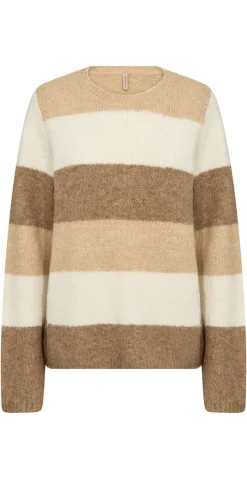 Lene Pullover med striber camel