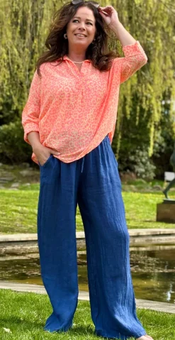 Leola bluse med leopard mønster orange LikeLondon
