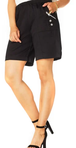 Lily shorts med elastik og detaljer sort