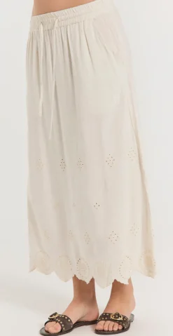 Linus nederdel med broderi anglaise moonbeam melange