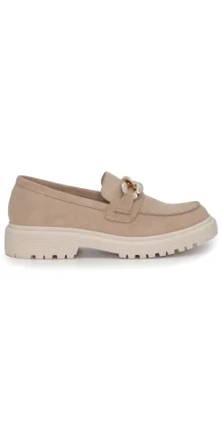 Loafers med kæde i beige