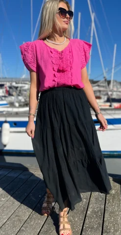 Lois nederdel med peplum sort LikeLondon