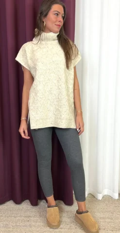 Lolly leggings med fleece og rib grå LikeLondon