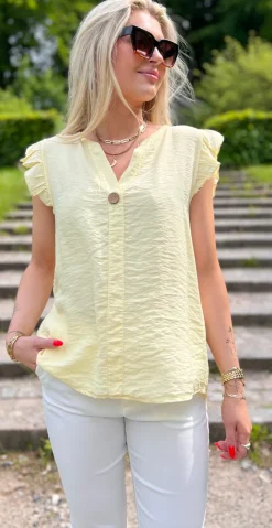 Lotus bluse med flæse detaljer gul Likelondon