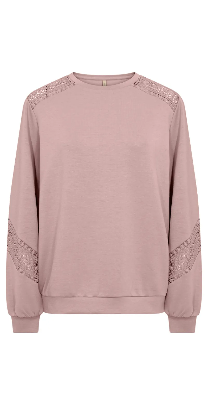 Lucca sweatshirt med broderede detaljer pale mauve