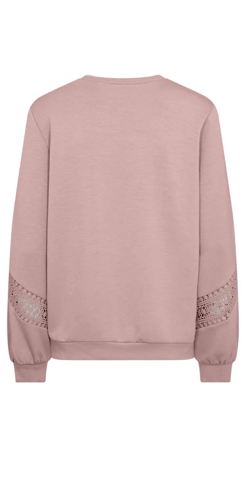 Lucca sweatshirt med broderede detaljer pale mauve