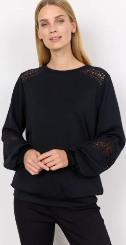 Lucca sweatshirt med broderede detaljer sort