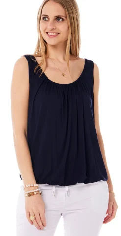 Lulu ensfarvet top navy LikeLondon