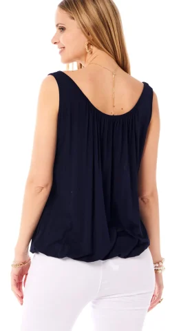Lulu ensfarvet top navy LikeLondon