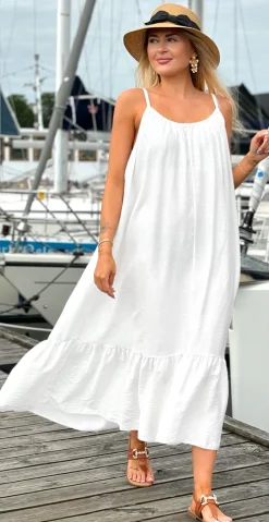 Lydia stropkjole med peplum hvid LikeLondon