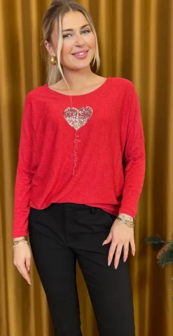 Madelene bluse med hjerte cherry Likelondon