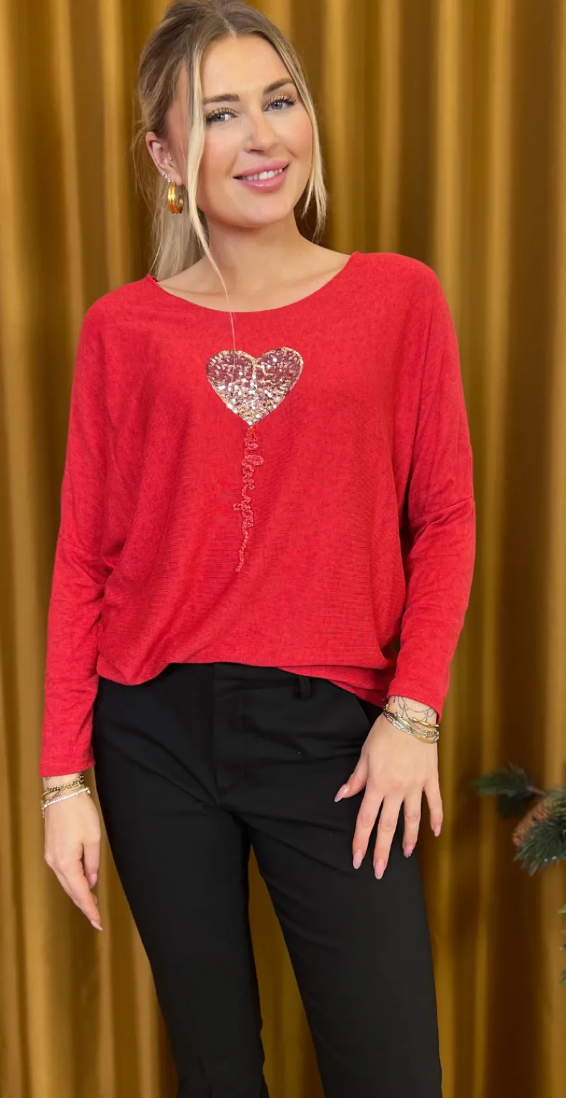 Madelene bluse med hjerte cherry Likelondon