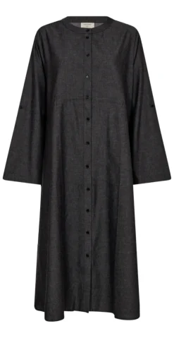 Malay denim kjole med elastik detalje sort