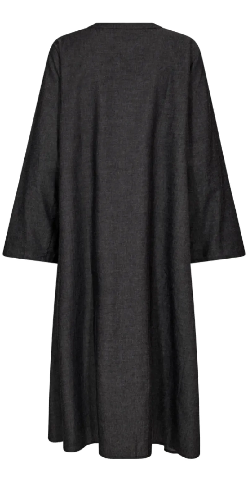 Malay denim kjole med elastik detalje sort