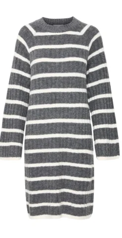 Marianne uld-strikkjole med striber dark grey