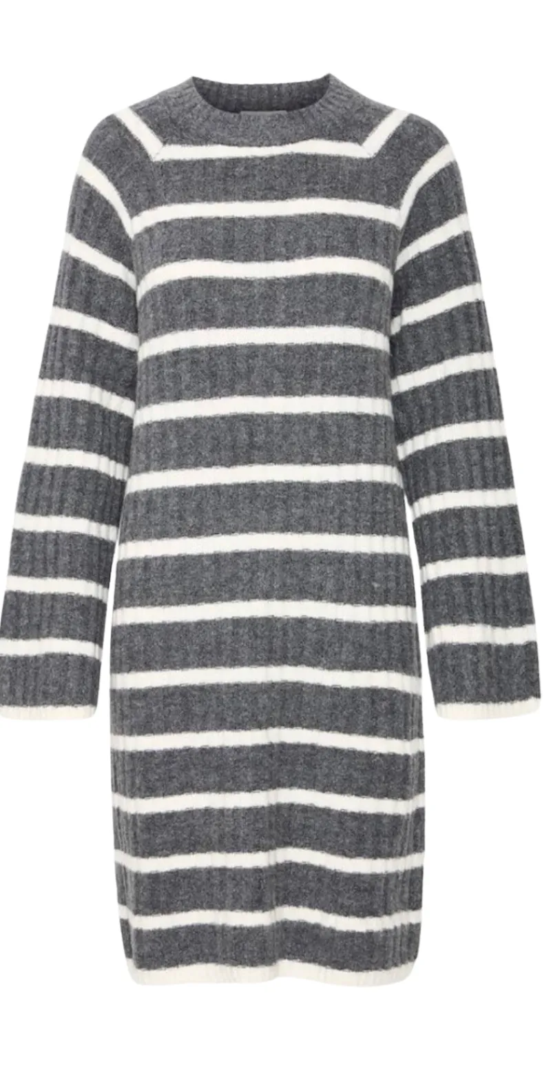 Marianne uld-strikkjole med striber dark grey