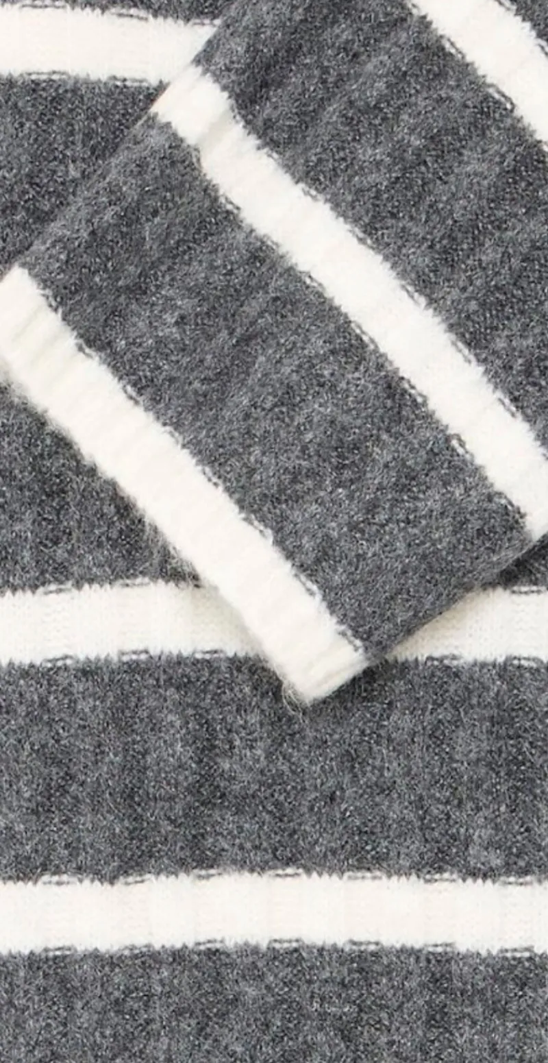 Marianne uld-strikkjole med striber dark grey