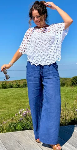 Michela hæklet bluse med indertop hvid LikeLondon