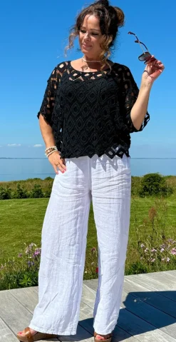 Michela hæklet bluse med indertop sort LikeLondon